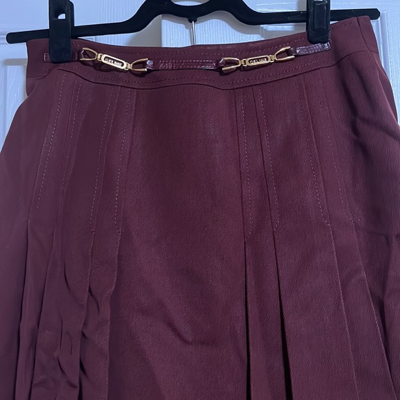 Celine Vintage Pleated Horsebit Midi Skirt - Picture 4 of 7